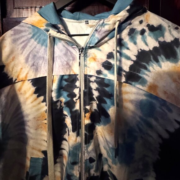 Ivory Ella S Tie-Dye Windbreaker Jacket Hooded Zip-Up Lightweight Rain Coat - Picture 3 of 9